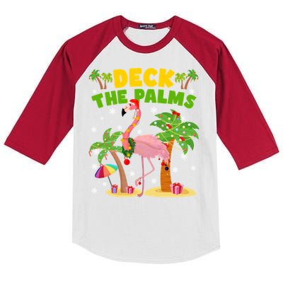 Deck The Palms Flamingo Mele Kalikimaka Hawaiian Christmas Cute Gift Kids Colorblock Raglan Jersey