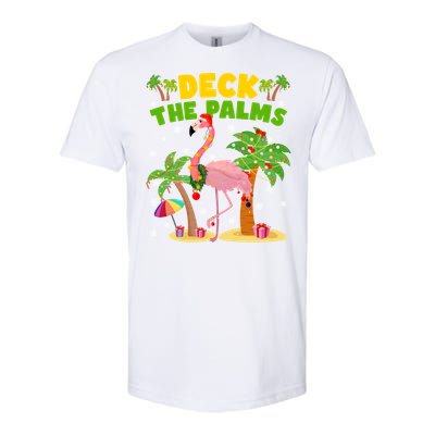 Deck The Palms Flamingo Mele Kalikimaka Hawaiian Christmas Cute Gift Softstyle CVC T-Shirt