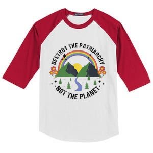 Destroy The Patriarchy Not The Planet Smash Patriarchy Kids Colorblock Raglan Jersey