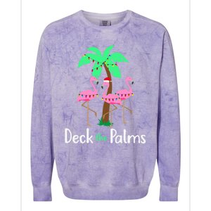 Deck The Palm Trees Flamingo Christmas Holiday Funny Great Gift Colorblast Crewneck Sweatshirt