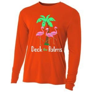 Deck The Palm Trees Flamingo Christmas Holiday Funny Great Gift Cooling Performance Long Sleeve Crew