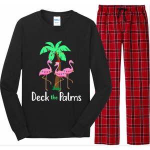 Deck The Palm Trees Flamingo Christmas Holiday Funny Great Gift Long Sleeve Pajama Set