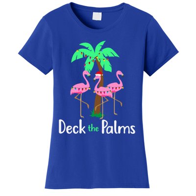 Deck The Palm Trees Flamingo Christmas Holiday Funny Great Gift Women's T-Shirt