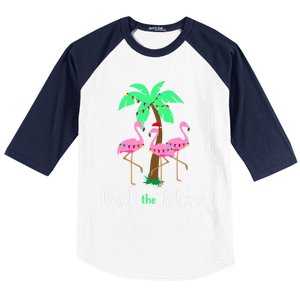 Deck The Palm Trees Flamingo Christmas Holiday Funny Great Gift Baseball Sleeve Shirt