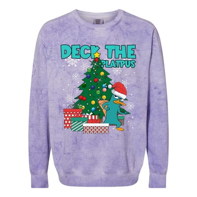 Deck The Platypus Xmas Perry Christmas Colorblast Crewneck Sweatshirt