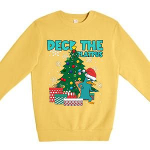 Deck The Platypus Xmas Perry Christmas Premium Crewneck Sweatshirt