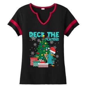 Deck The Platypus Xmas Perry Christmas Ladies Halftime Notch Neck Tee