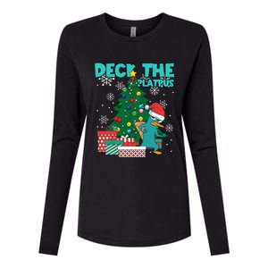 Deck The Platypus Xmas Perry Christmas Womens Cotton Relaxed Long Sleeve T-Shirt