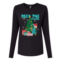 Deck The Platypus Xmas Perry Christmas Womens Cotton Relaxed Long Sleeve T-Shirt