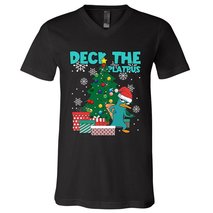 Deck The Platypus Xmas Perry Christmas V-Neck T-Shirt