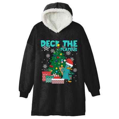 Deck The Platypus Xmas Perry Christmas Hooded Wearable Blanket