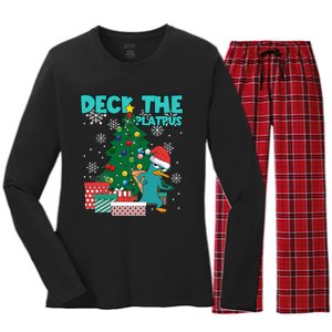 Deck The Platypus Xmas Perry Christmas Women's Long Sleeve Flannel Pajama Set 