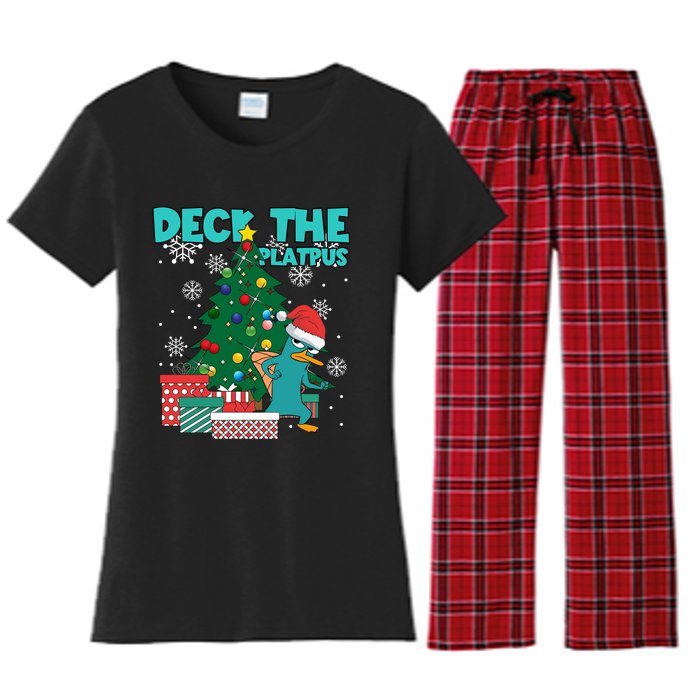 Deck The Platypus Xmas Perry Christmas Women's Flannel Pajama Set