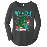 Deck The Platypus Xmas Perry Christmas Women's Perfect Tri Tunic Long Sleeve Shirt