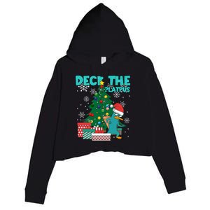 Deck The Platypus Xmas Perry Christmas Crop Fleece Hoodie