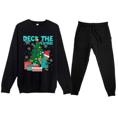 Deck The Platypus Xmas Perry Christmas Premium Crewneck Sweatsuit Set