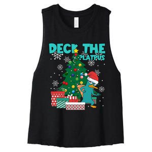 Deck The Platypus Xmas Perry Christmas Women's Racerback Cropped Tank