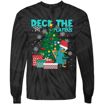 Deck The Platypus Xmas Perry Christmas Tie-Dye Long Sleeve Shirt