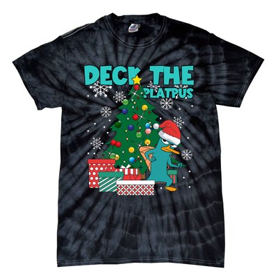 Deck The Platypus Xmas Perry Christmas Tie-Dye T-Shirt