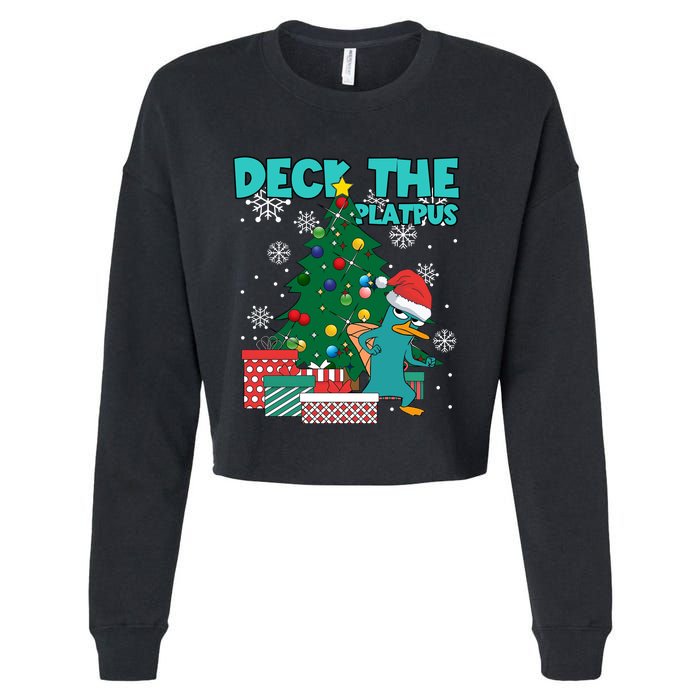 Deck The Platypus Xmas Perry Christmas Cropped Pullover Crew