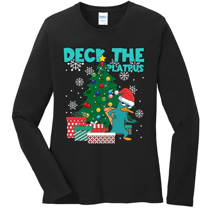 Deck The Platypus Xmas Perry Christmas Ladies Long Sleeve Shirt