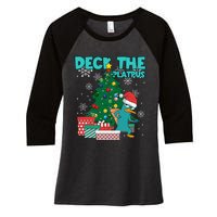 Deck The Platypus Xmas Perry Christmas Women's Tri-Blend 3/4-Sleeve Raglan Shirt