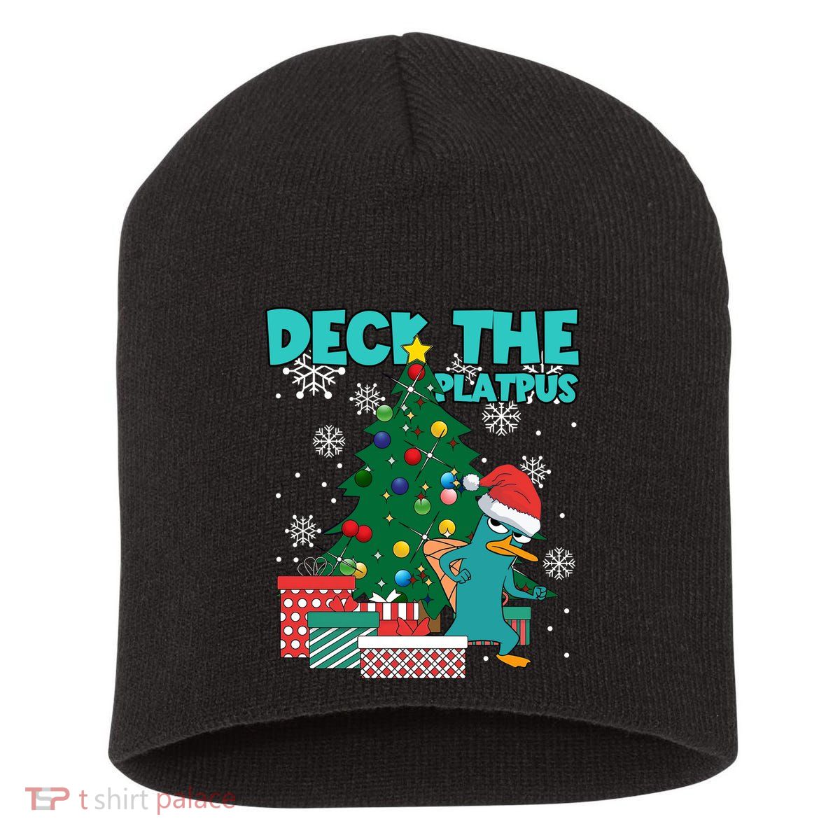 Deck The Platypus Xmas Perry Christmas Short Acrylic Beanie