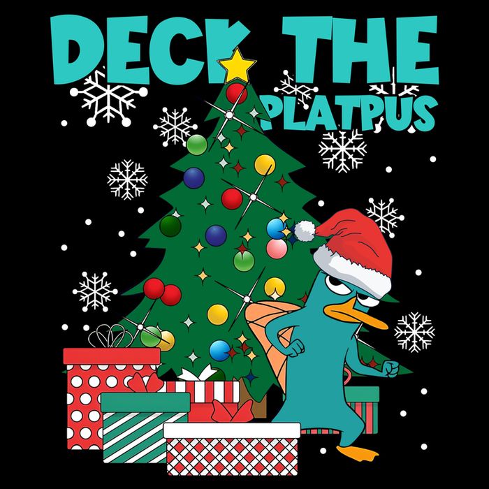 Deck The Platypus Xmas Perry Christmas Short Acrylic Beanie