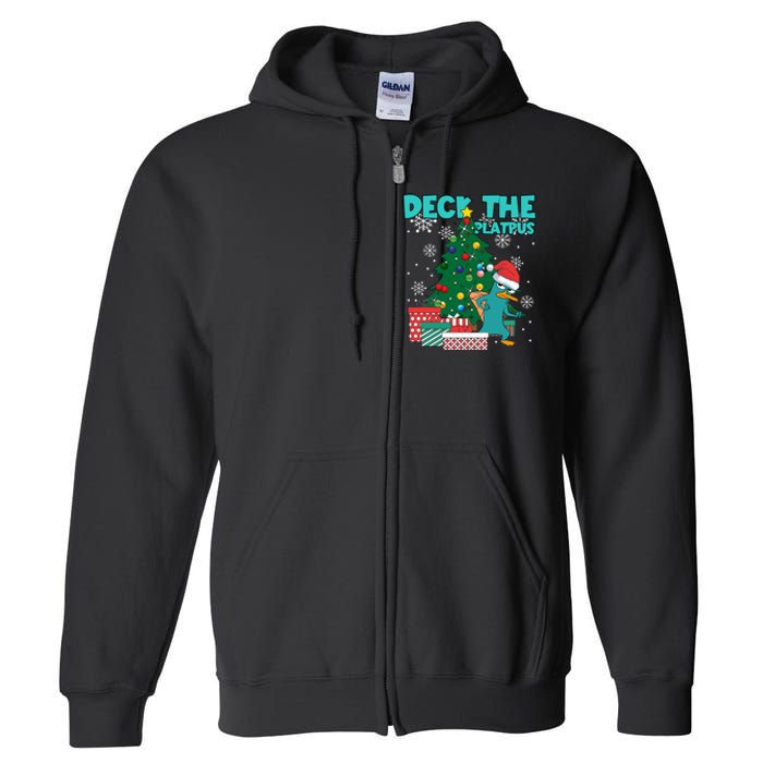 Deck The Platypus Xmas Perry Christmas Full Zip Hoodie