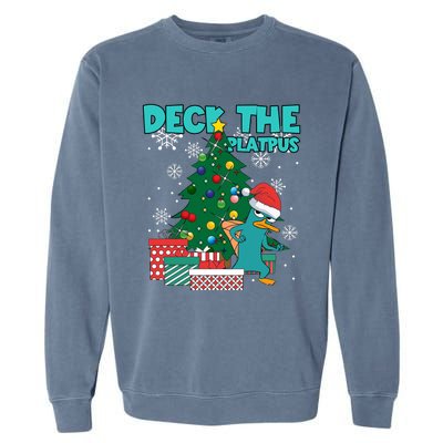 Deck The Platypus Xmas Perry Christmas Garment-Dyed Sweatshirt