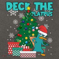 Deck The Platypus Xmas Perry Christmas Cotton Canvas Backpack