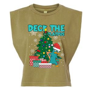 Deck The Platypus Xmas Perry Christmas Garment-Dyed Women's Muscle Tee