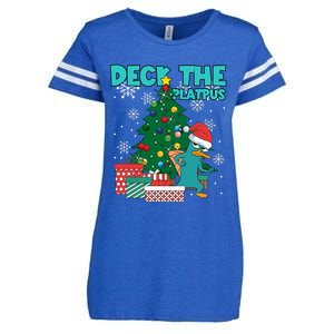 Deck The Platypus Xmas Perry Christmas Enza Ladies Jersey Football T-Shirt