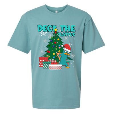 Deck The Platypus Xmas Perry Christmas Sueded Cloud Jersey T-Shirt