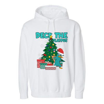 Deck The Platypus Xmas Perry Christmas Garment-Dyed Fleece Hoodie