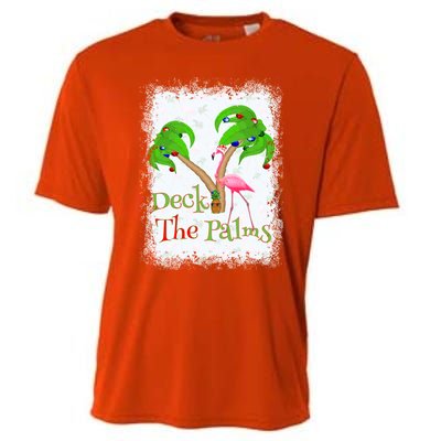 Deck The Palms Beach Christmas Flamingo Gift Cooling Performance Crew T-Shirt