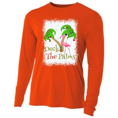 Deck The Palms Beach Christmas Flamingo Gift Cooling Performance Long Sleeve Crew