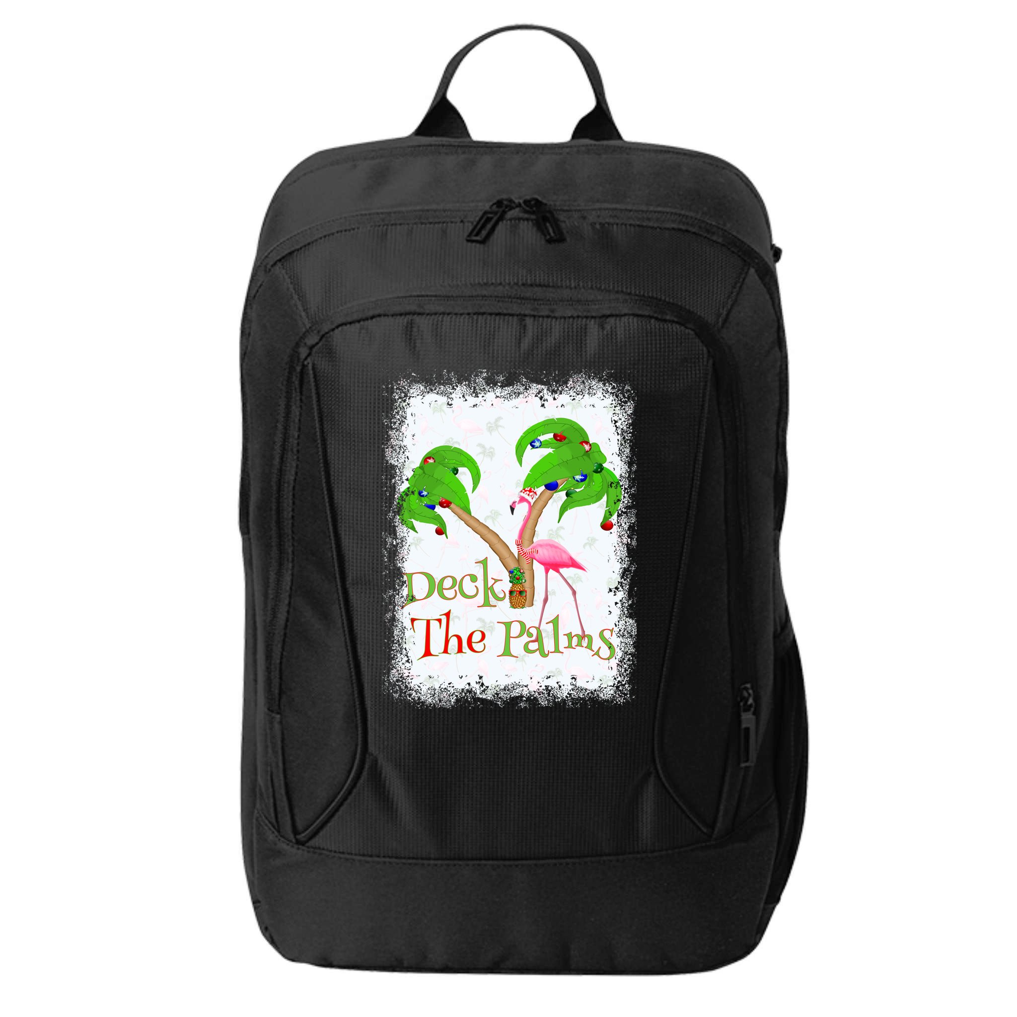 Deck The Palms Beach Christmas Flamingo Gift City Backpack