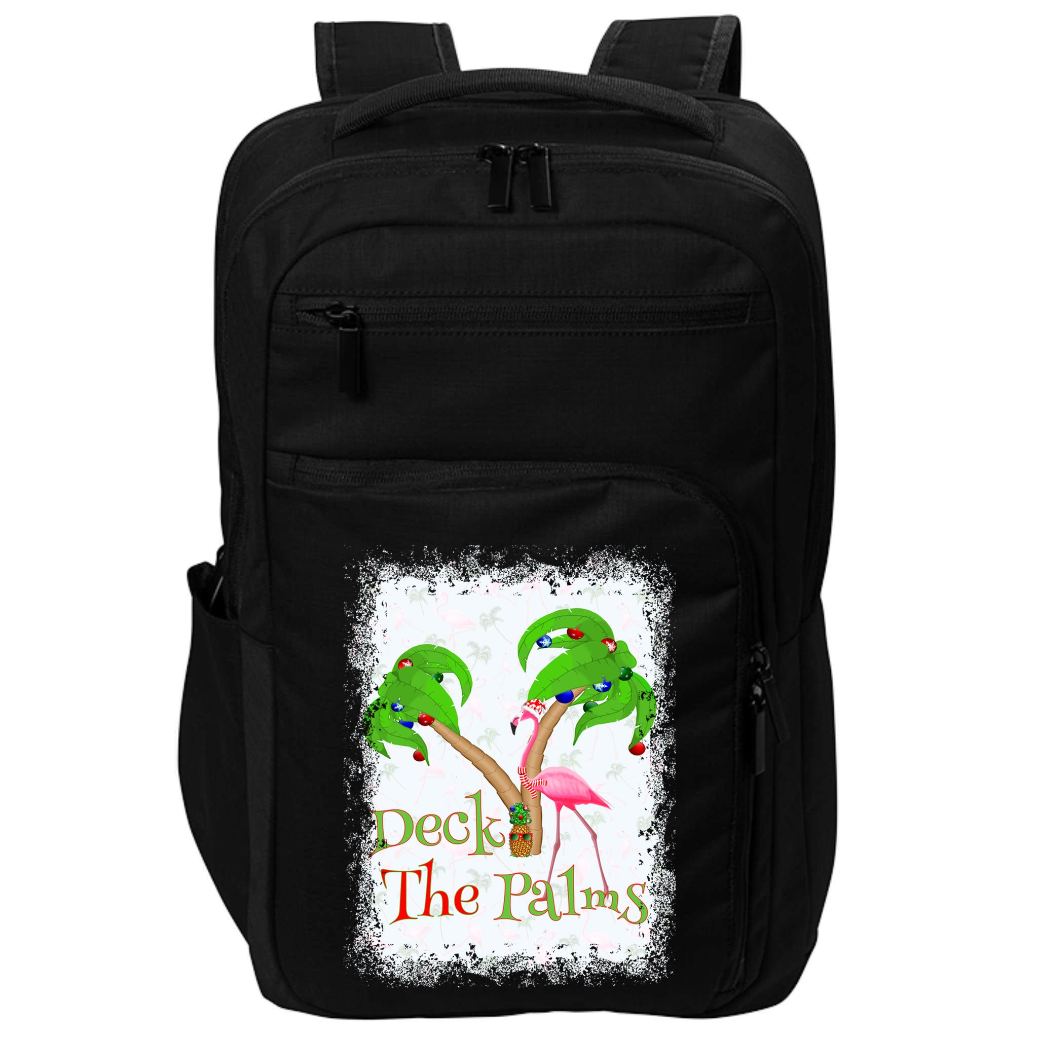 Deck The Palms Beach Christmas Flamingo Gift Impact Tech Backpack
