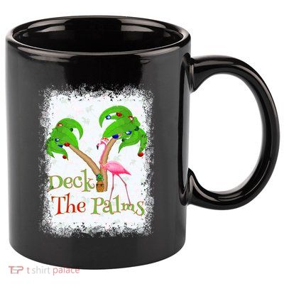Deck The Palms Beach Christmas Flamingo Gift 11oz C Handle Ceramic Mug