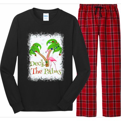 Deck The Palms Beach Christmas Flamingo Gift Long Sleeve Pajama Set