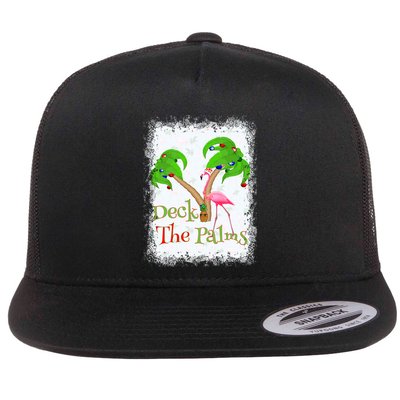 Deck The Palms Beach Christmas Flamingo Gift Flatbill Hat