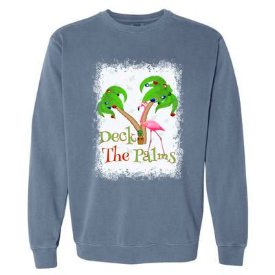 Deck The Palms Beach Christmas Flamingo Gift Garment-Dyed Sweatshirt