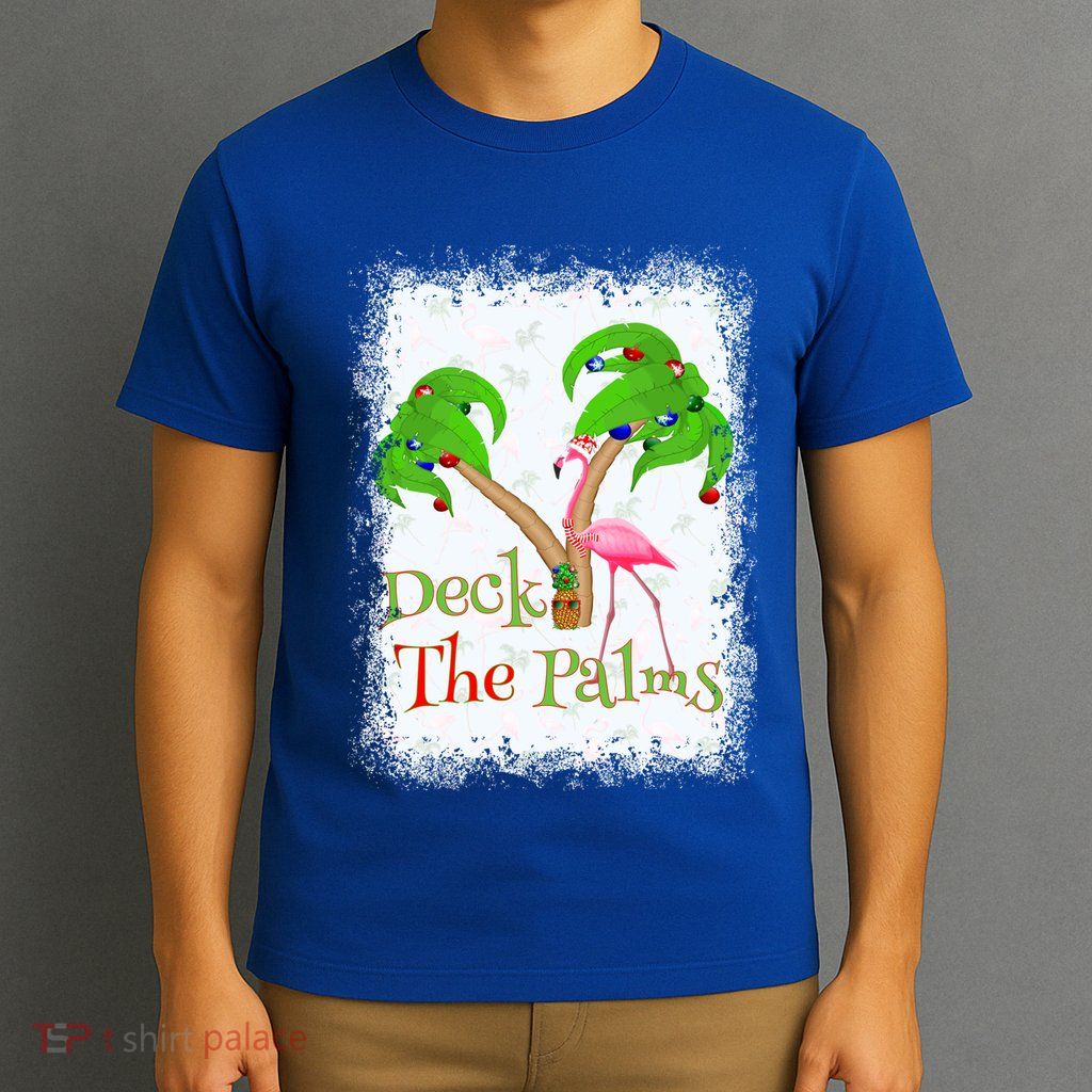 Deck The Palms Beach Christmas Flamingo Gift T-Shirt