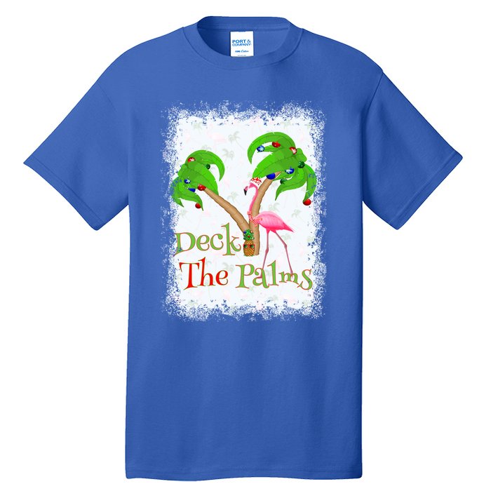 Deck The Palms Beach Christmas Flamingo Gift Tall T-Shirt