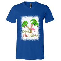 Deck The Palms Beach Christmas Flamingo Gift V-Neck T-Shirt