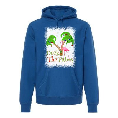 Deck The Palms Beach Christmas Flamingo Gift Premium Hoodie