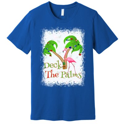 Deck The Palms Beach Christmas Flamingo Gift Premium T-Shirt