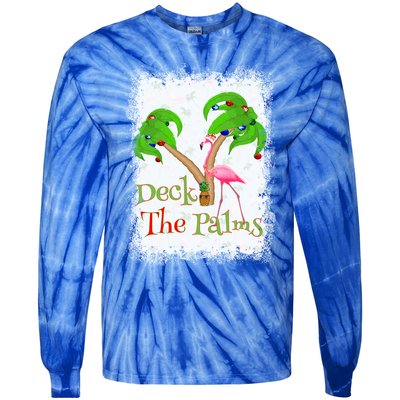 Deck The Palms Beach Christmas Flamingo Gift Tie-Dye Long Sleeve Shirt