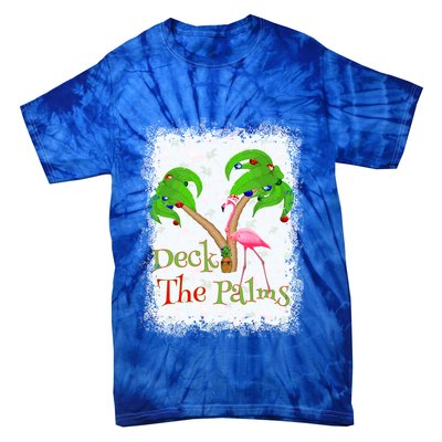 Deck The Palms Beach Christmas Flamingo Gift Tie-Dye T-Shirt